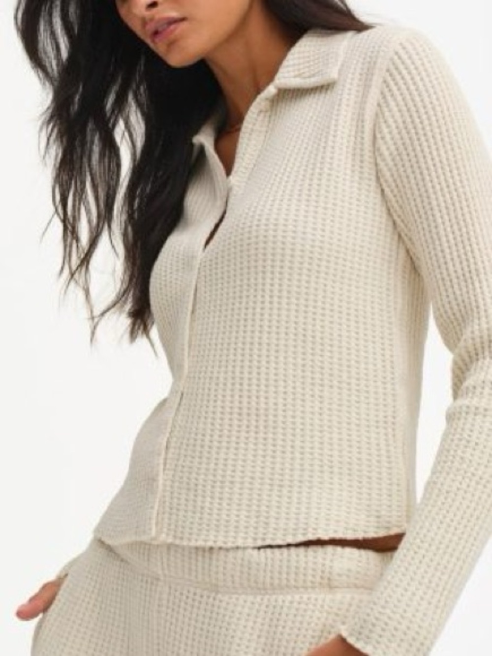 MATE THE LABEL Waffle Knit Organic Cotton Top, Size S